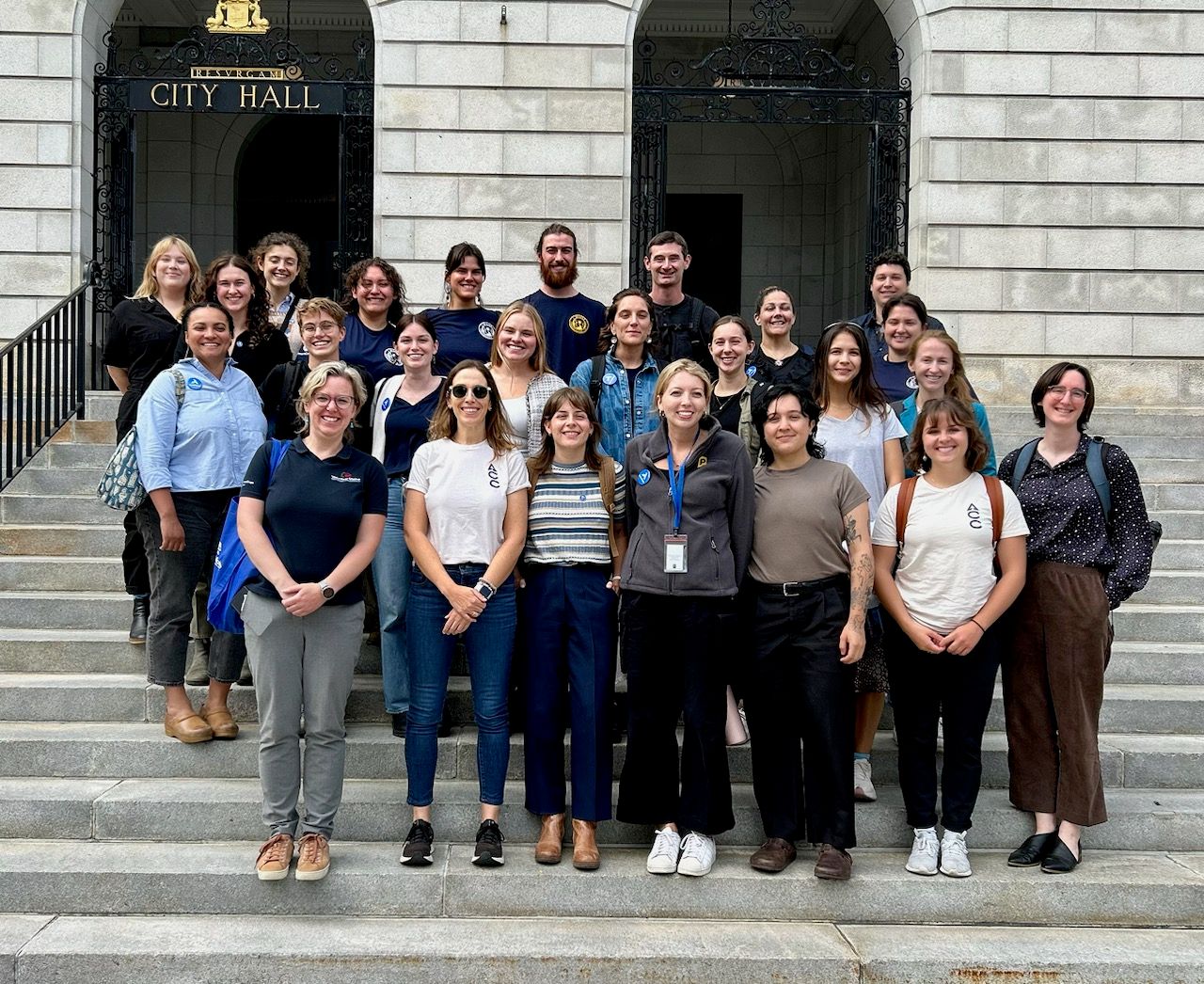 American Climate Corps members and staff on the steps of Portland City Hall, 9/10/24